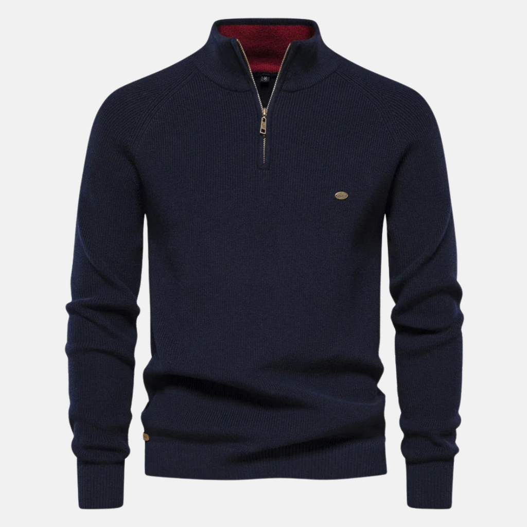 Bartholomäus | Herren Strickpullover mit Troyer-Kragen