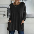 Mia | Damen Longshirt Oversized mit Taschen Langarm