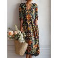 Beatrix | Damen Maxikleid Boho Langarm Print
