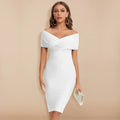 Damen Elegant Schulterfrei Abenkleid