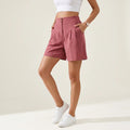Bermuda für Damen aus Leinen mit High Waist und Knöpfen