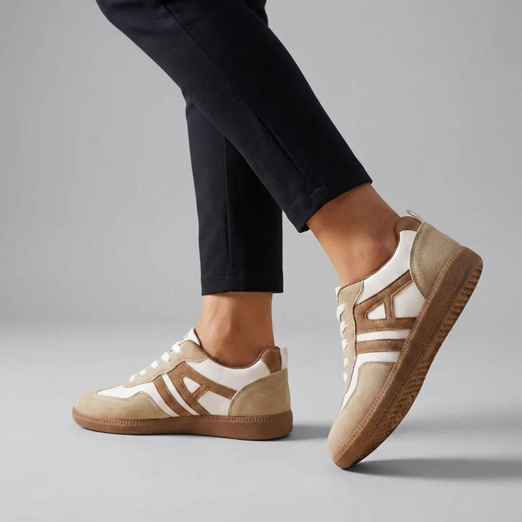 Bettina | Damen Beige Bequeme Sneaker Alltag Leicht