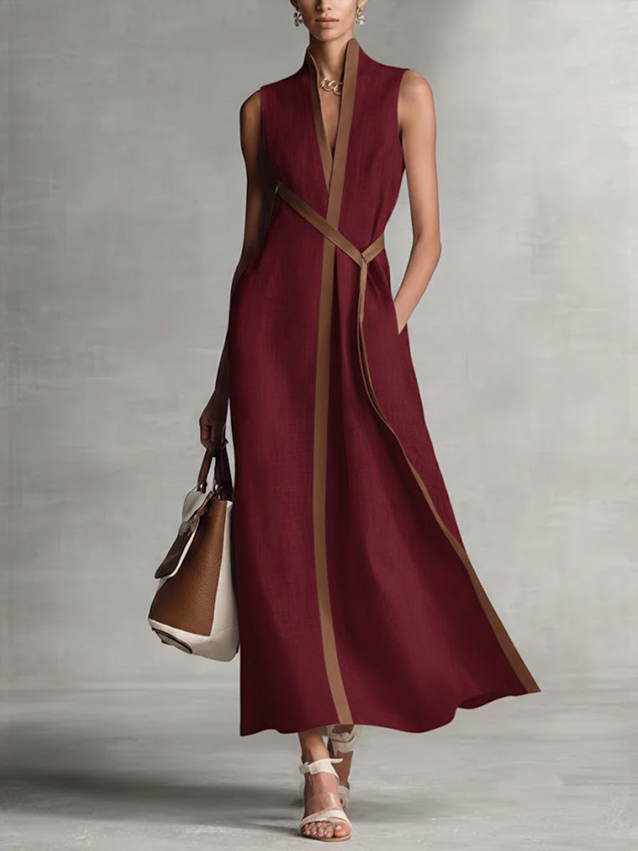 Brunhild | Damen Ärmelloses Wickelkleid Midi