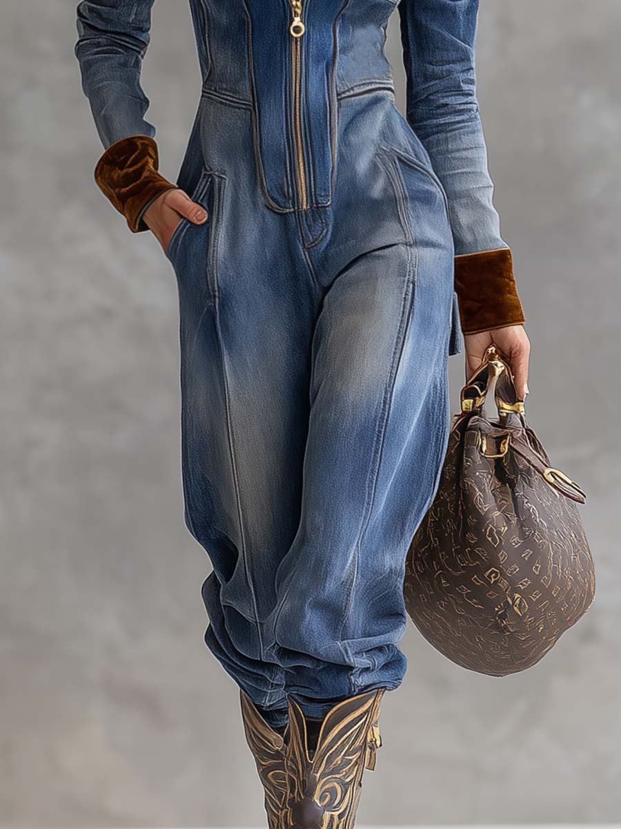 Brunhilde | Damen Kapuzen Jumpsuit mit Reißverschluss