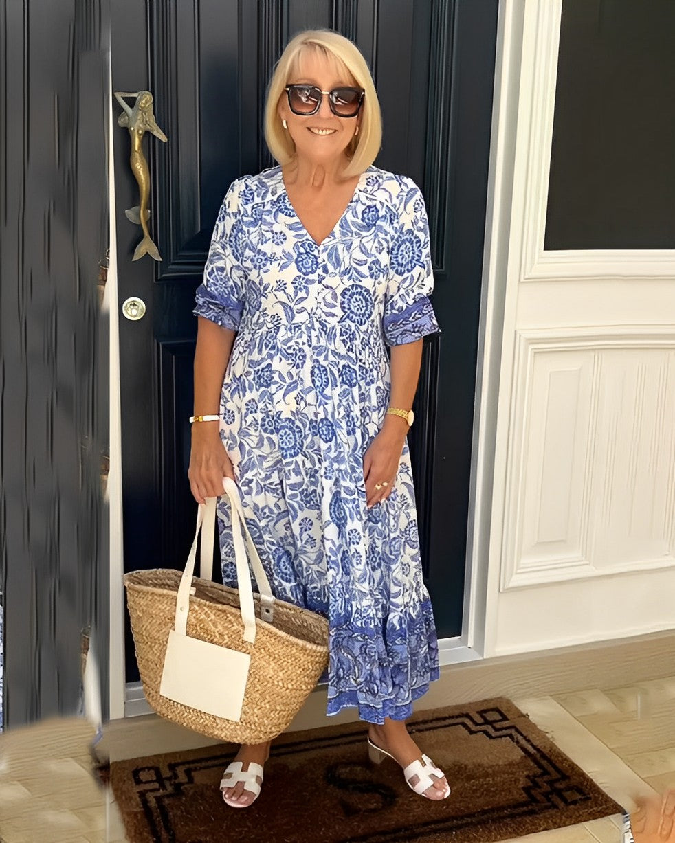 Mira | Anmutiges V-Ausschnitt Blumenkleid