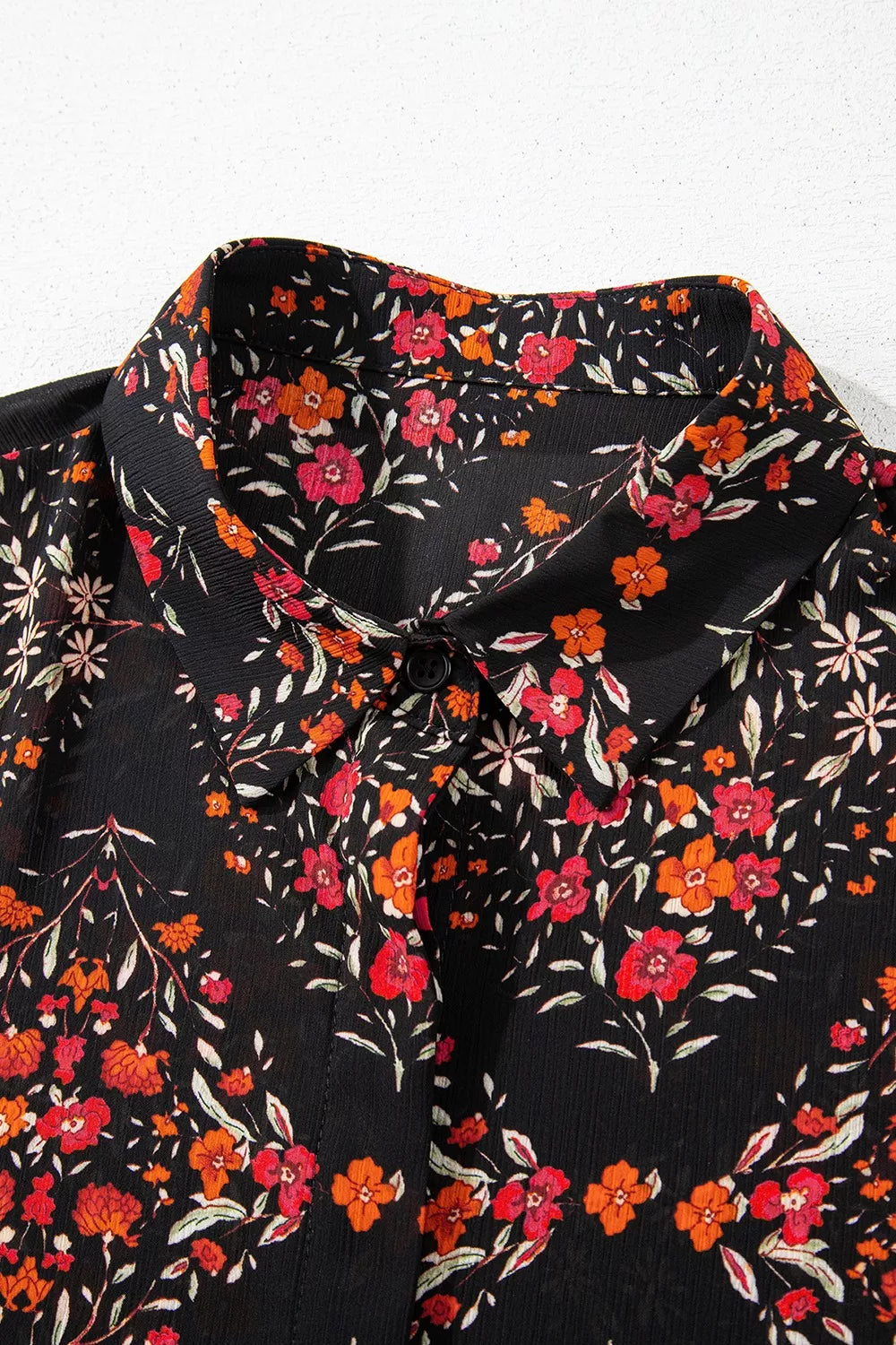 Vintage-Blumenmuster-Hemd mit Knöpfen