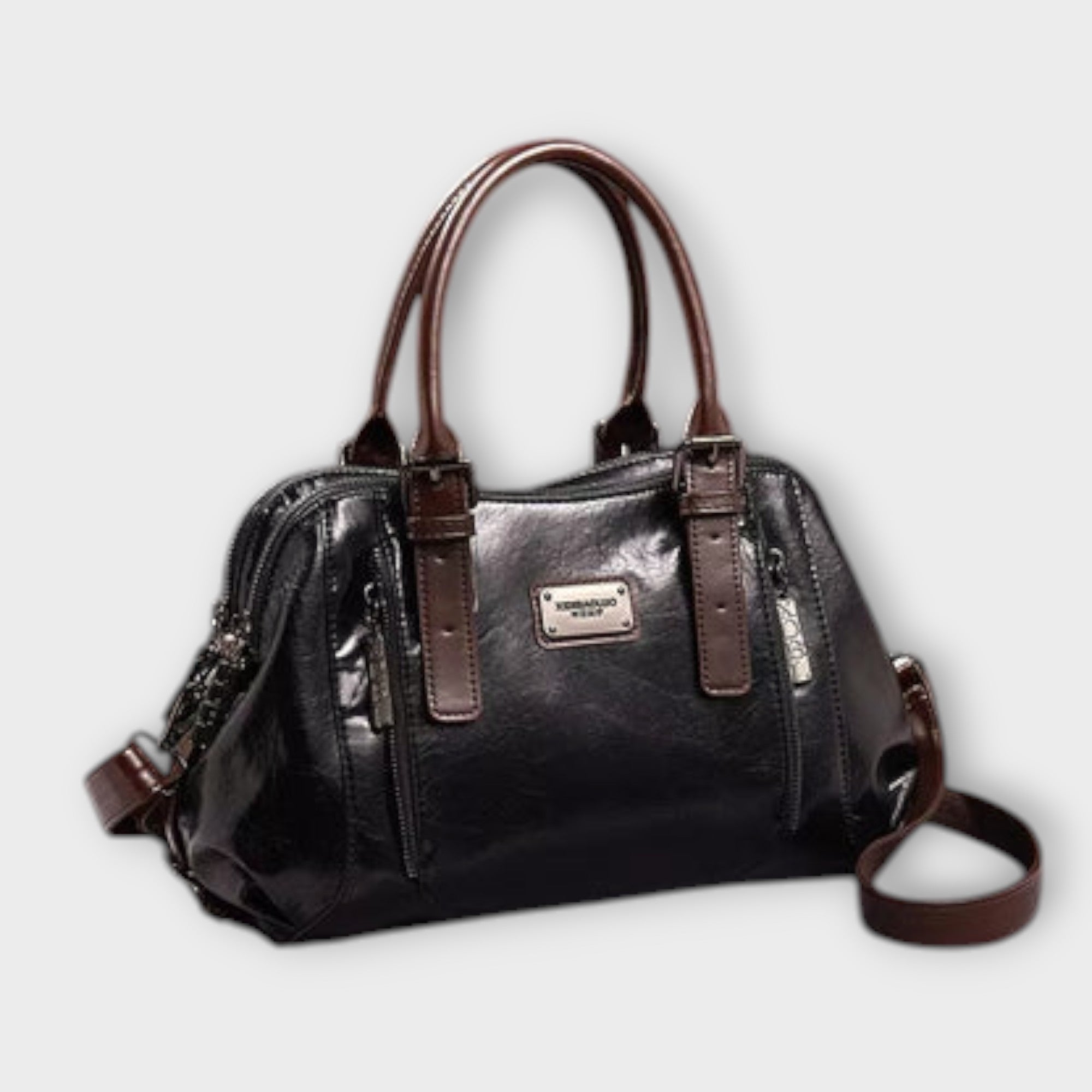 Damen Vintage Handtasche mit Schnallenverschluss und Innenfächern