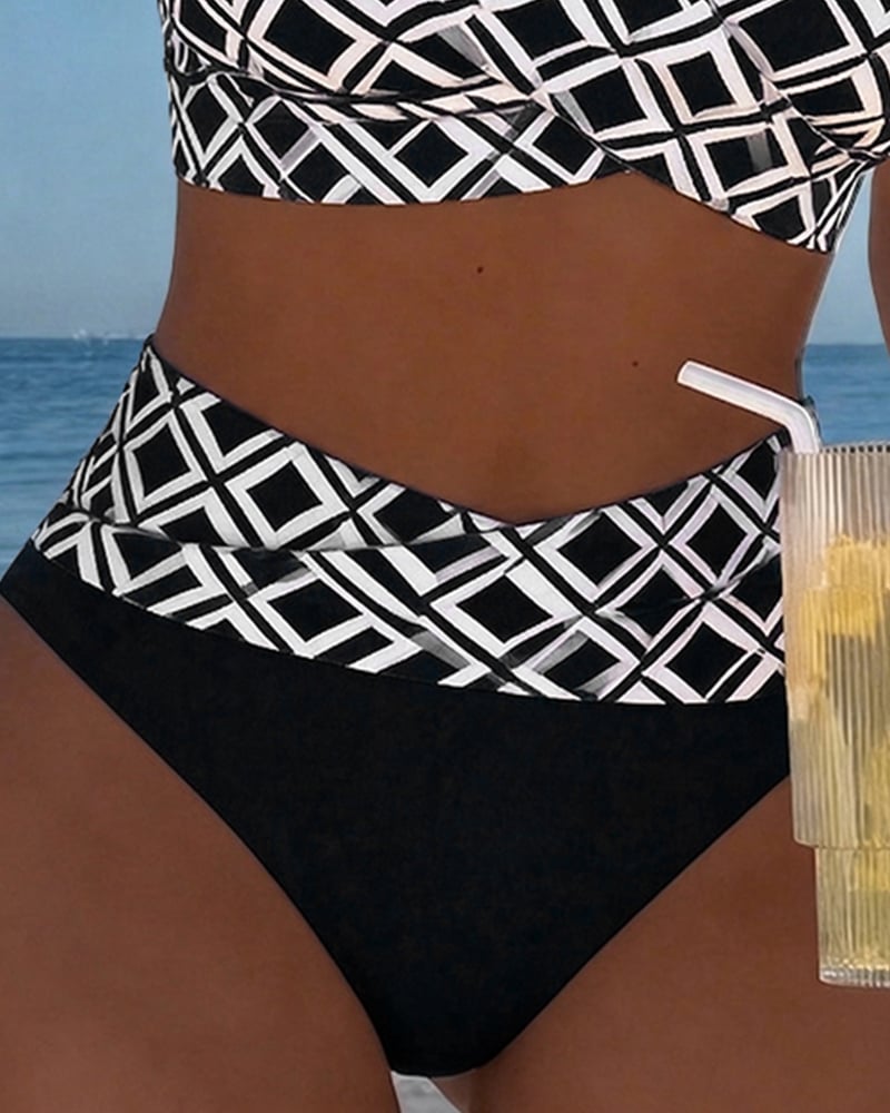 Zweiteiliger Bikini mit BH-Design und Diamantmuster