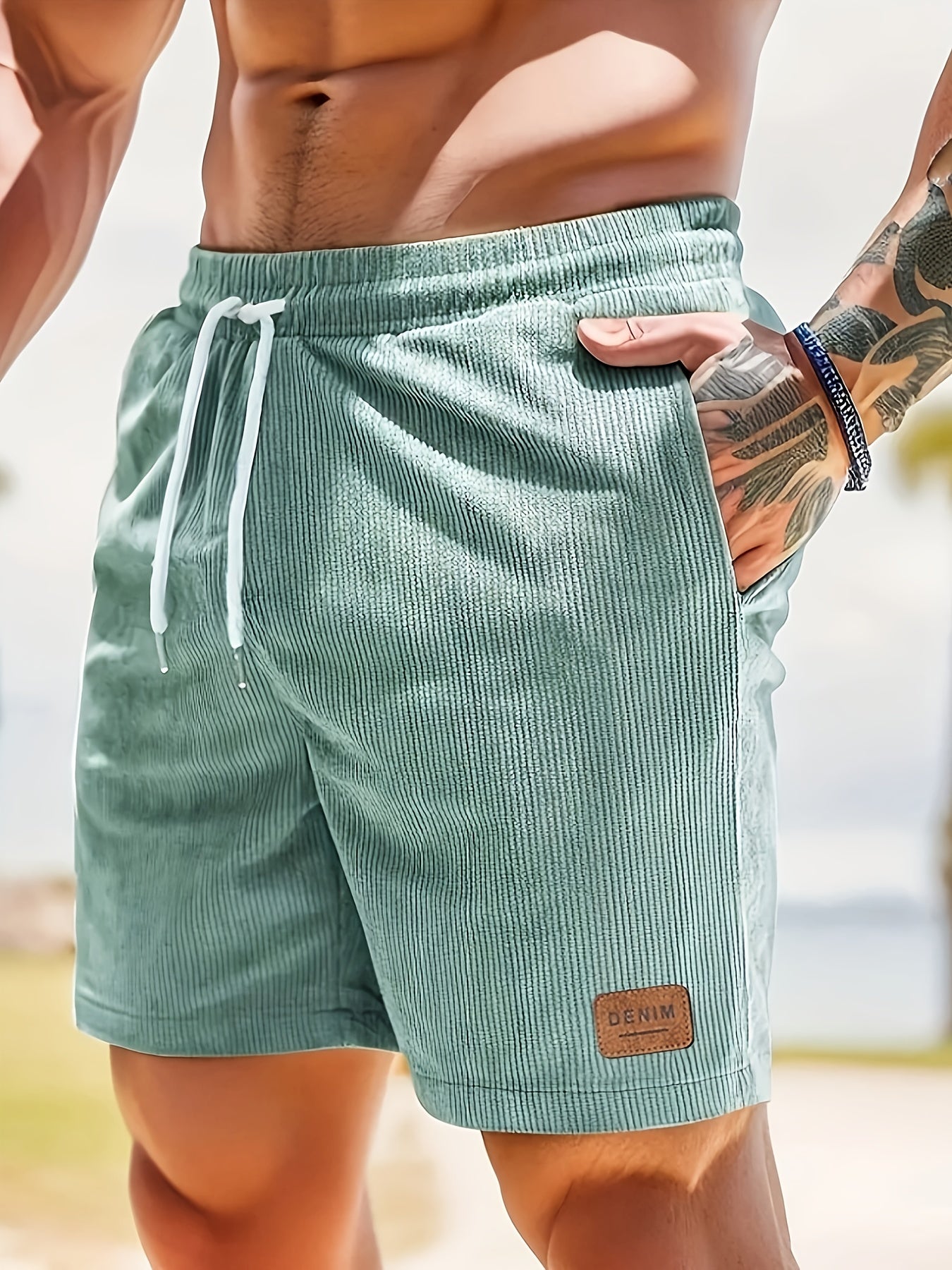 Herren Cord Kurze Sommer Bermuda Shorts