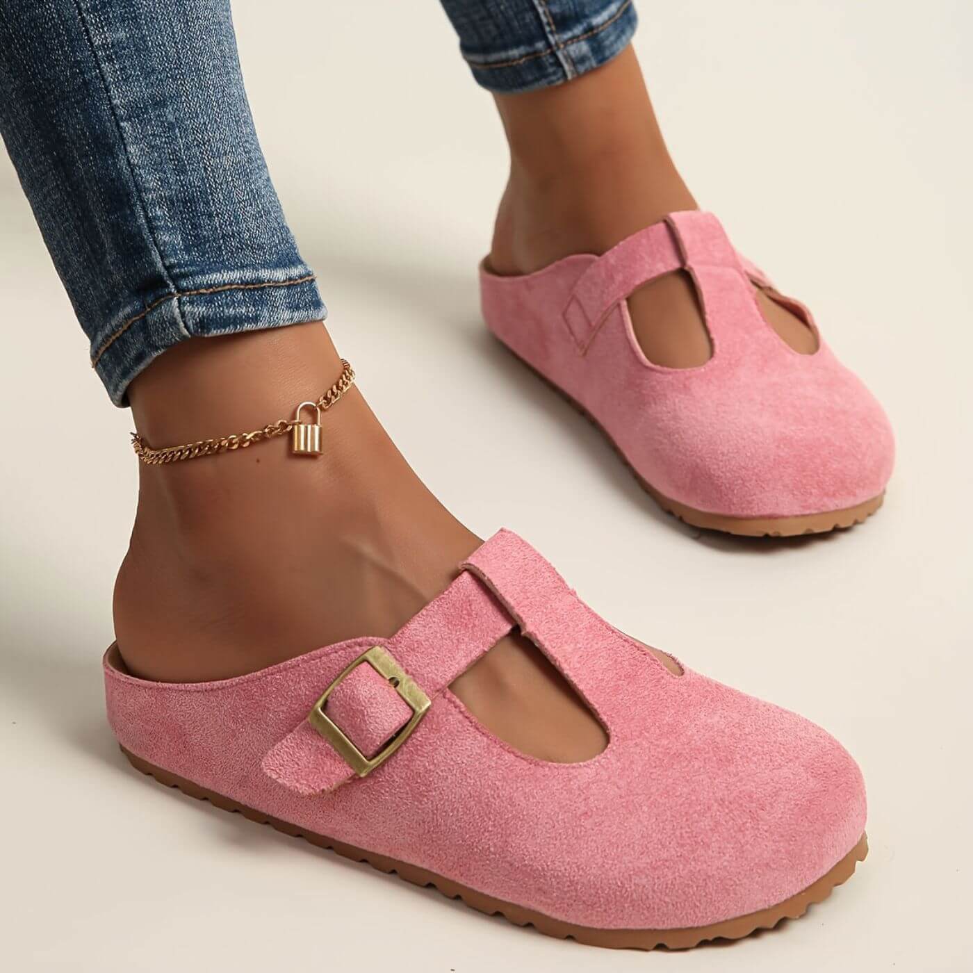 Calista | Damen T-Riemen Clogs Gelb