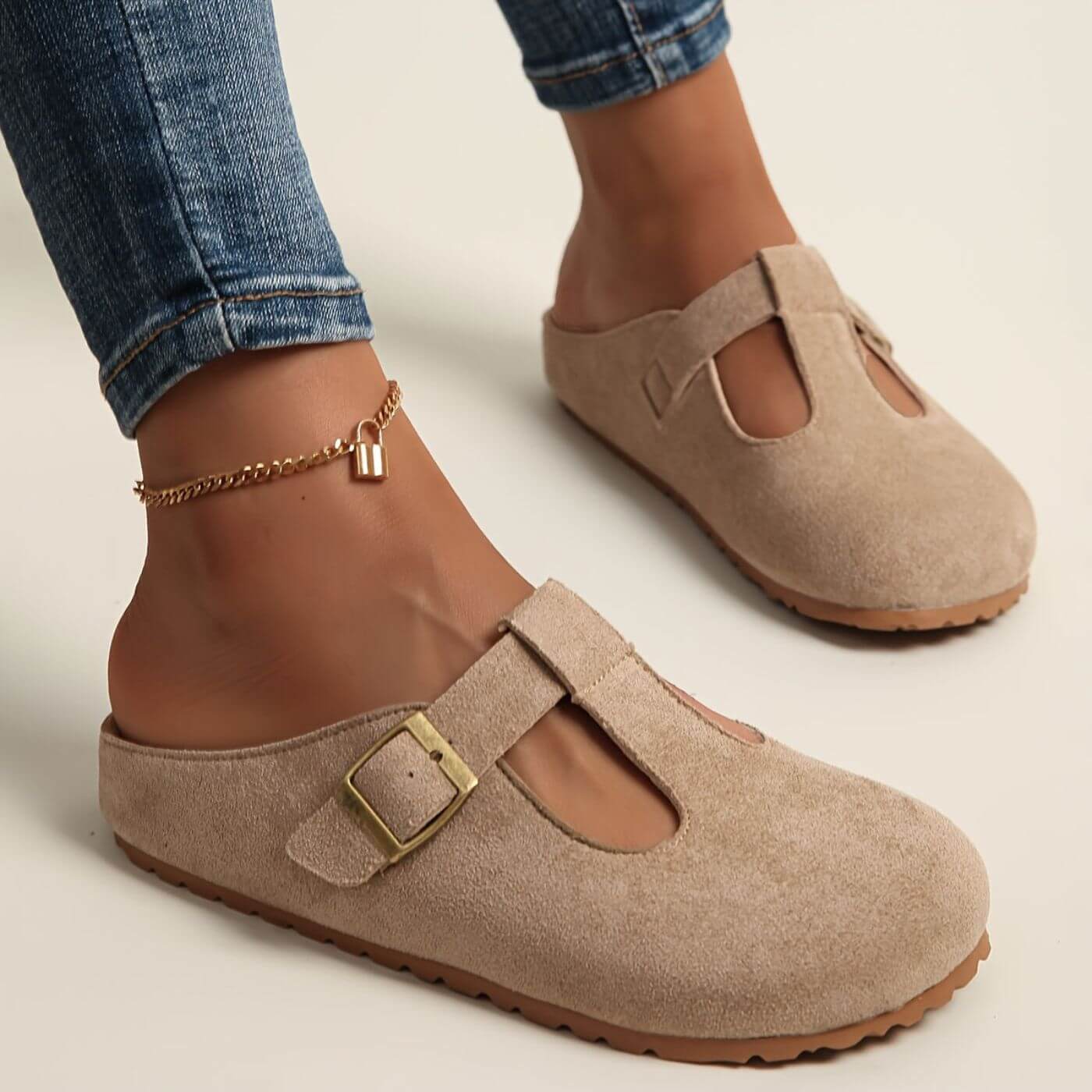 Calista | Damen T-Riemen Clogs Gelb