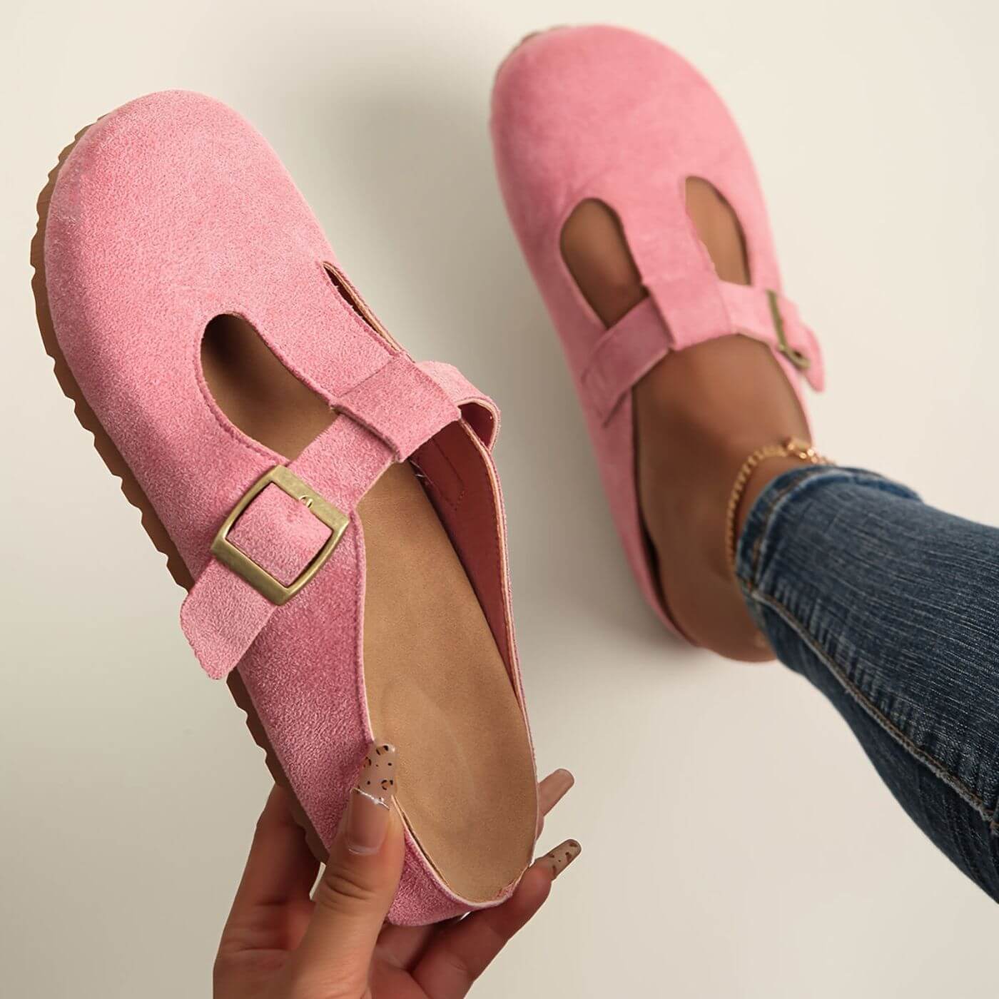 Calista | Damen T-Riemen Clogs Gelb