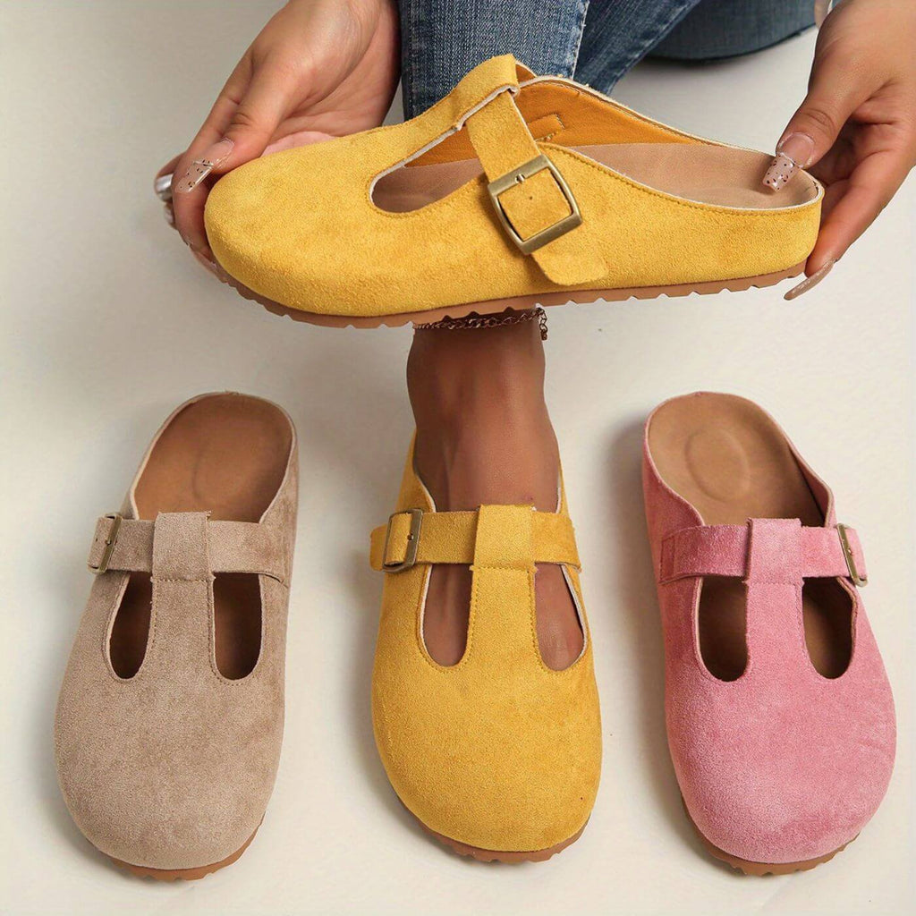Calista | Damen T-Riemen Clogs Gelb