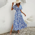 Calista | Damen V-Ausschnitt Blumendruck Maxikleid