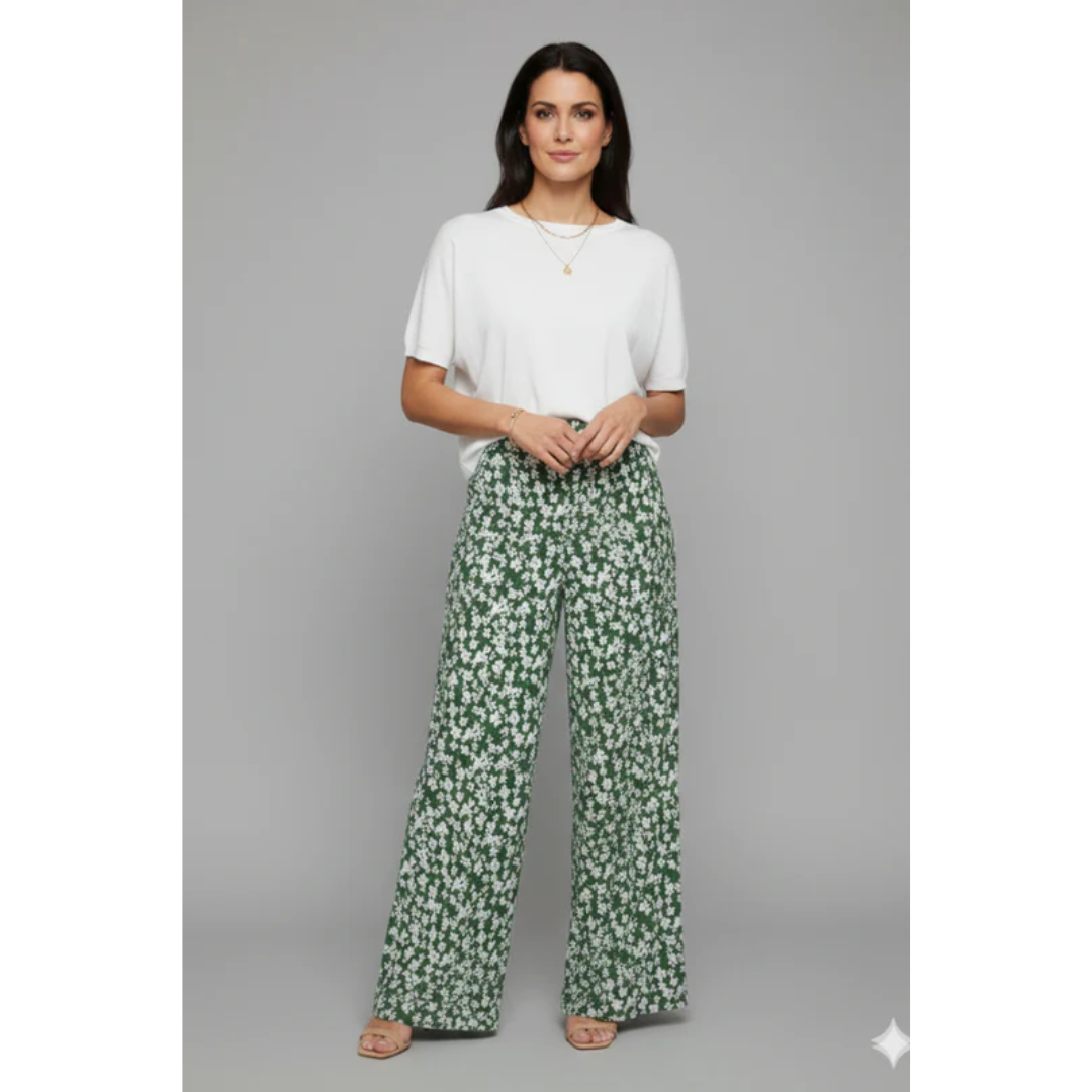 Lilly | Damen Palazzo Hose Mit Blumenmuster Für Alltag