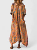 Calypso | Damen Paisley Boho Maxikleid mit V-Ausschnitt