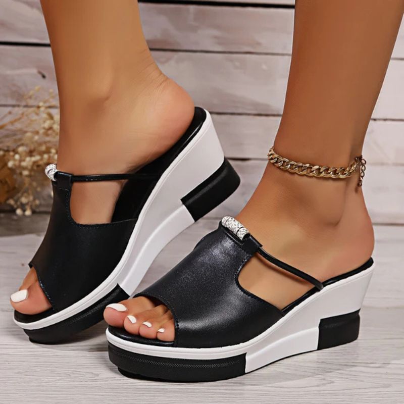Carina | Damen Plateau Sandalen mit T-Riemen