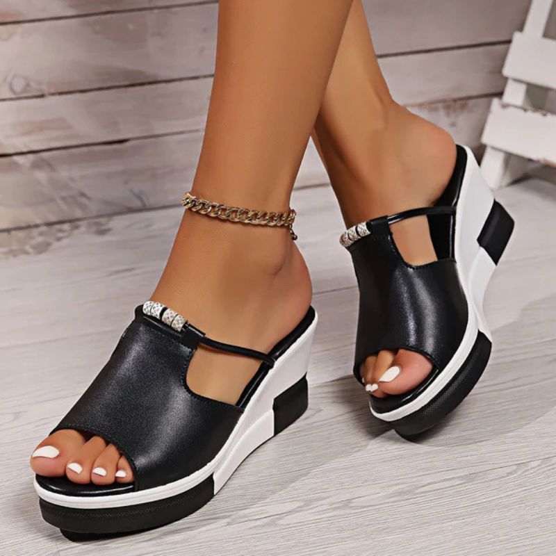 Carina | Damen Plateau Sandalen mit T-Riemen