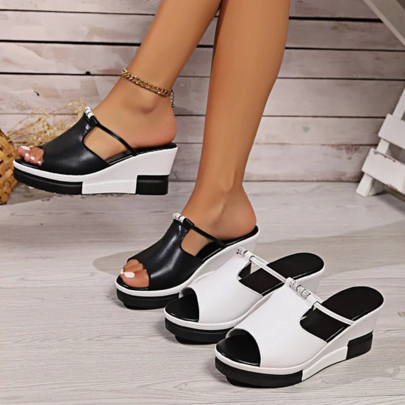 Carina | Damen Plateau Sandalen mit T-Riemen