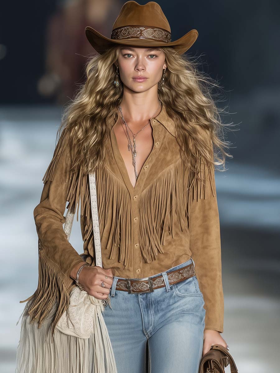 Carlotta | Damen Western Hemd mit Fransen