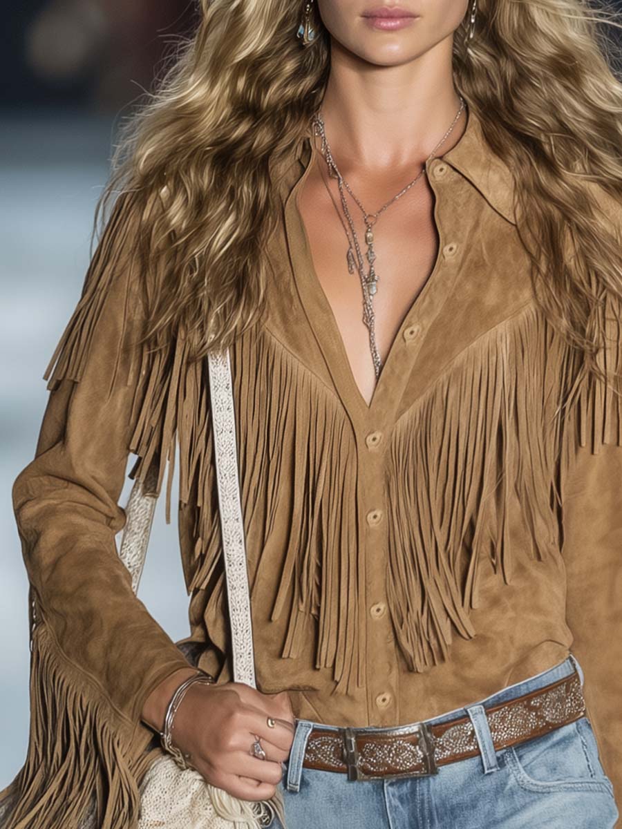 Carlotta | Damen Western Hemd mit Fransen