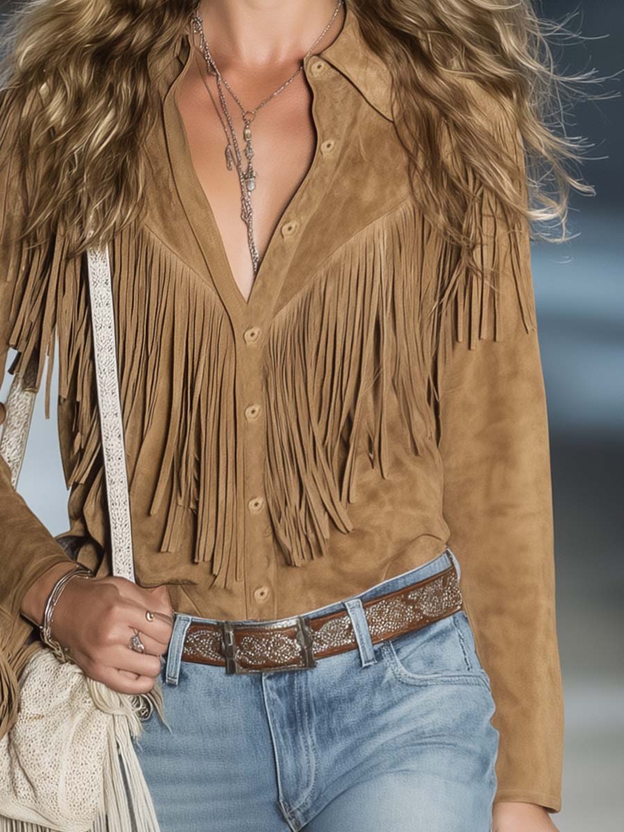 Carlotta | Damen Western Hemd mit Fransen