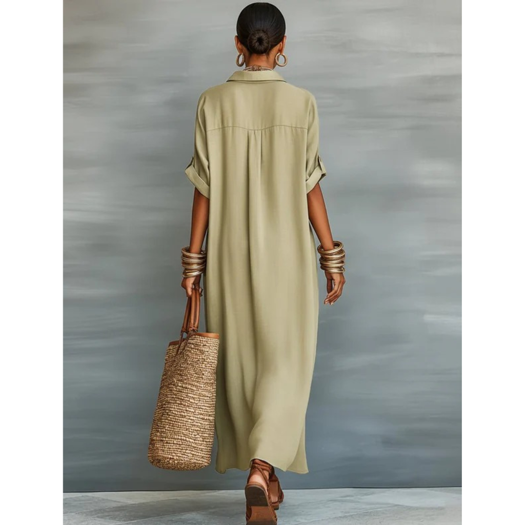Carola | Damen Locker Leinen Maxikleid