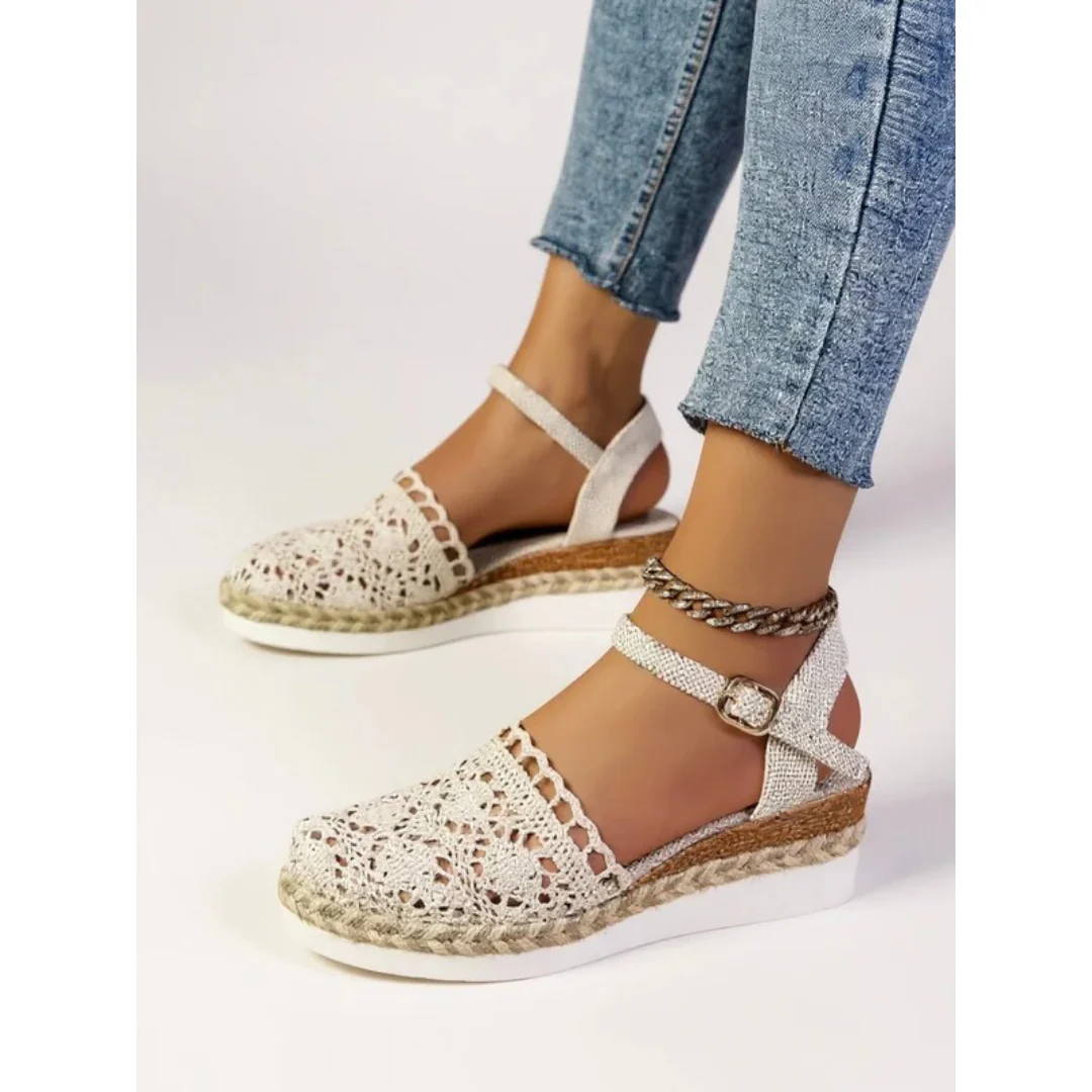 Carolina | Damen Moderne Sandalen Keilabsatz im Boho Stil