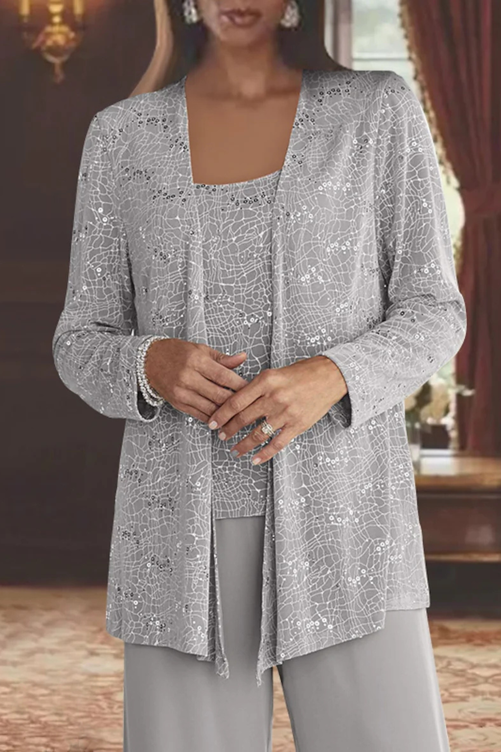 Cassiopeia | Damen Pailletten Anzug Set