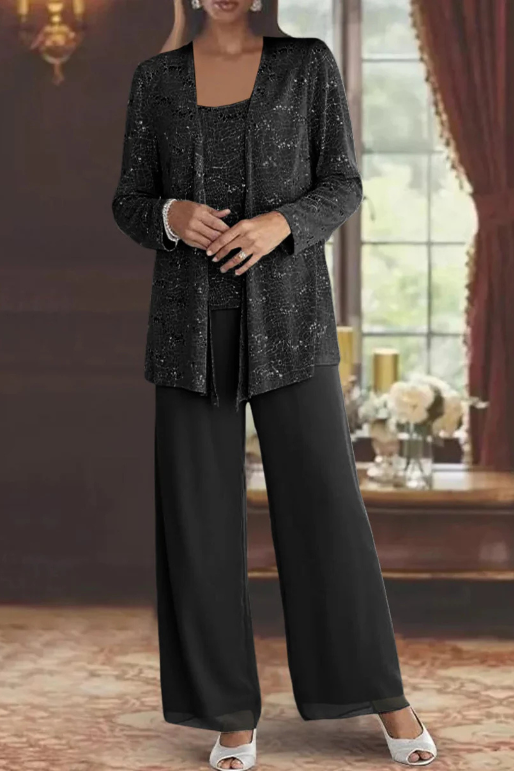 Cassiopeia | Damen Pailletten Anzug Set