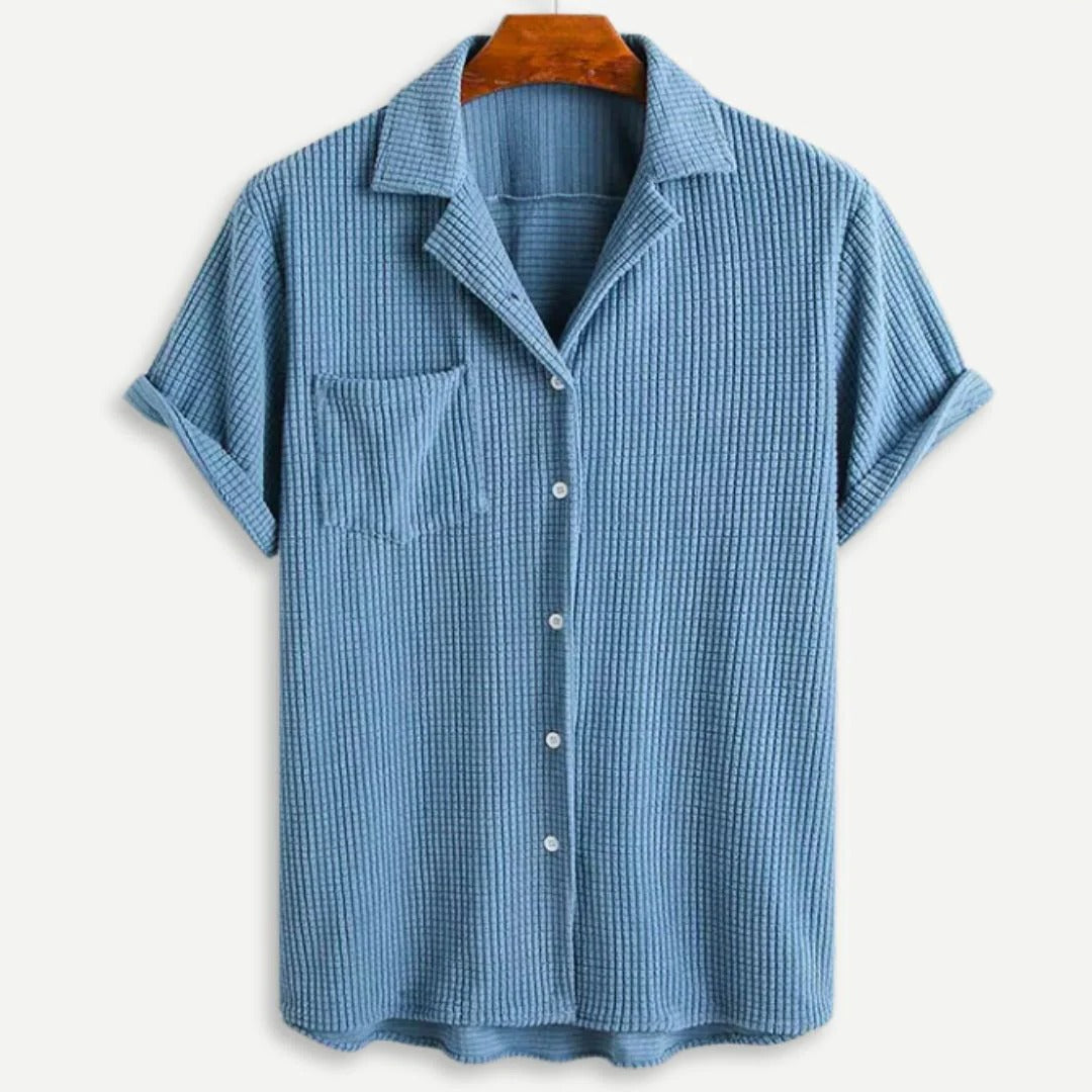 Herren Sommer Button Front Waffelstrick Hemd