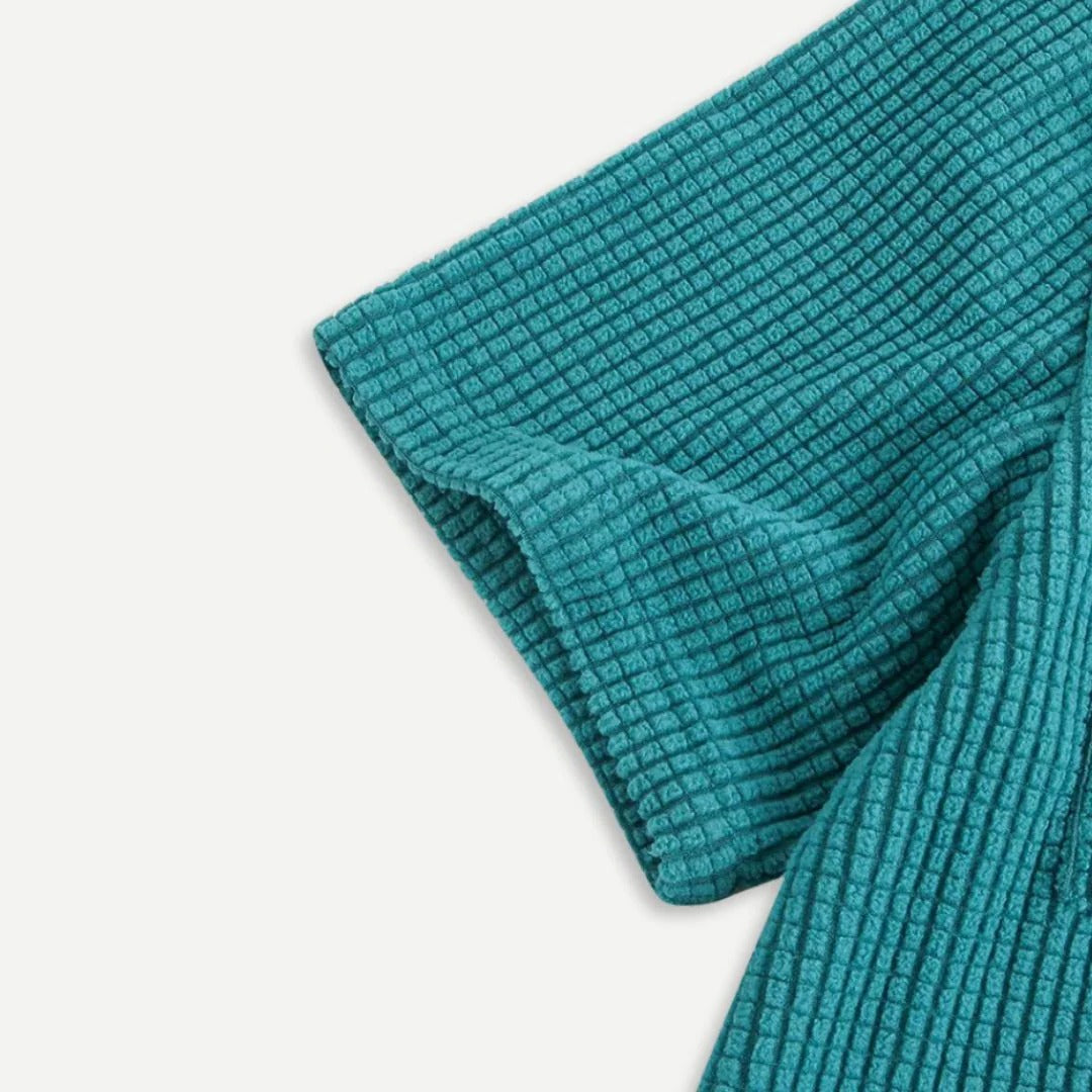 Herren Sommer Button Front Waffelstrick Hemd