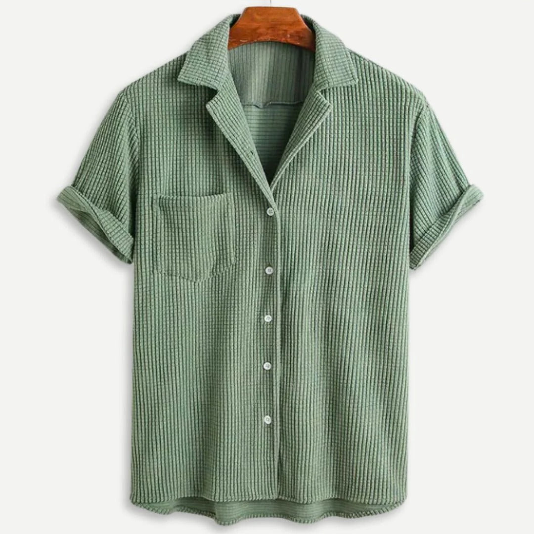 Herren Sommer Button Front Waffelstrick Hemd
