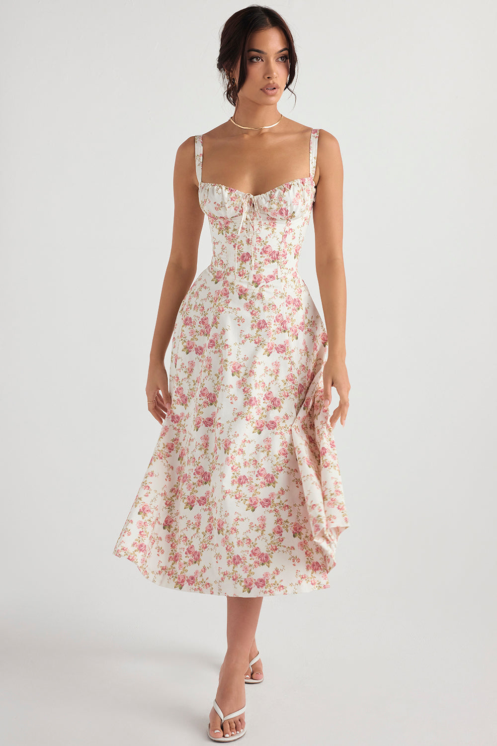 Antonia | Damen Hochzeitsgast Midikleid mit taillenformendem Schnitt