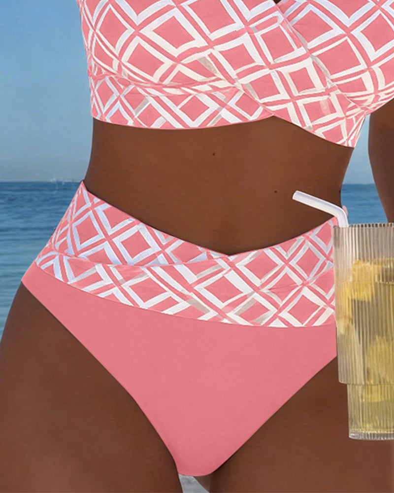 Zweiteiliger Bikini mit BH-Design und Diamantmuster