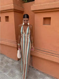 Sommerfeld | Maxikleid mit Halterneck und geometrischem Muster