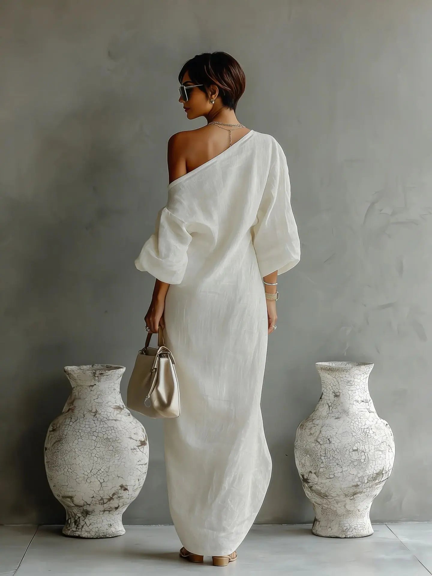 Clementine | Damen Asymmetrisches One-Shoulder Maxikleid