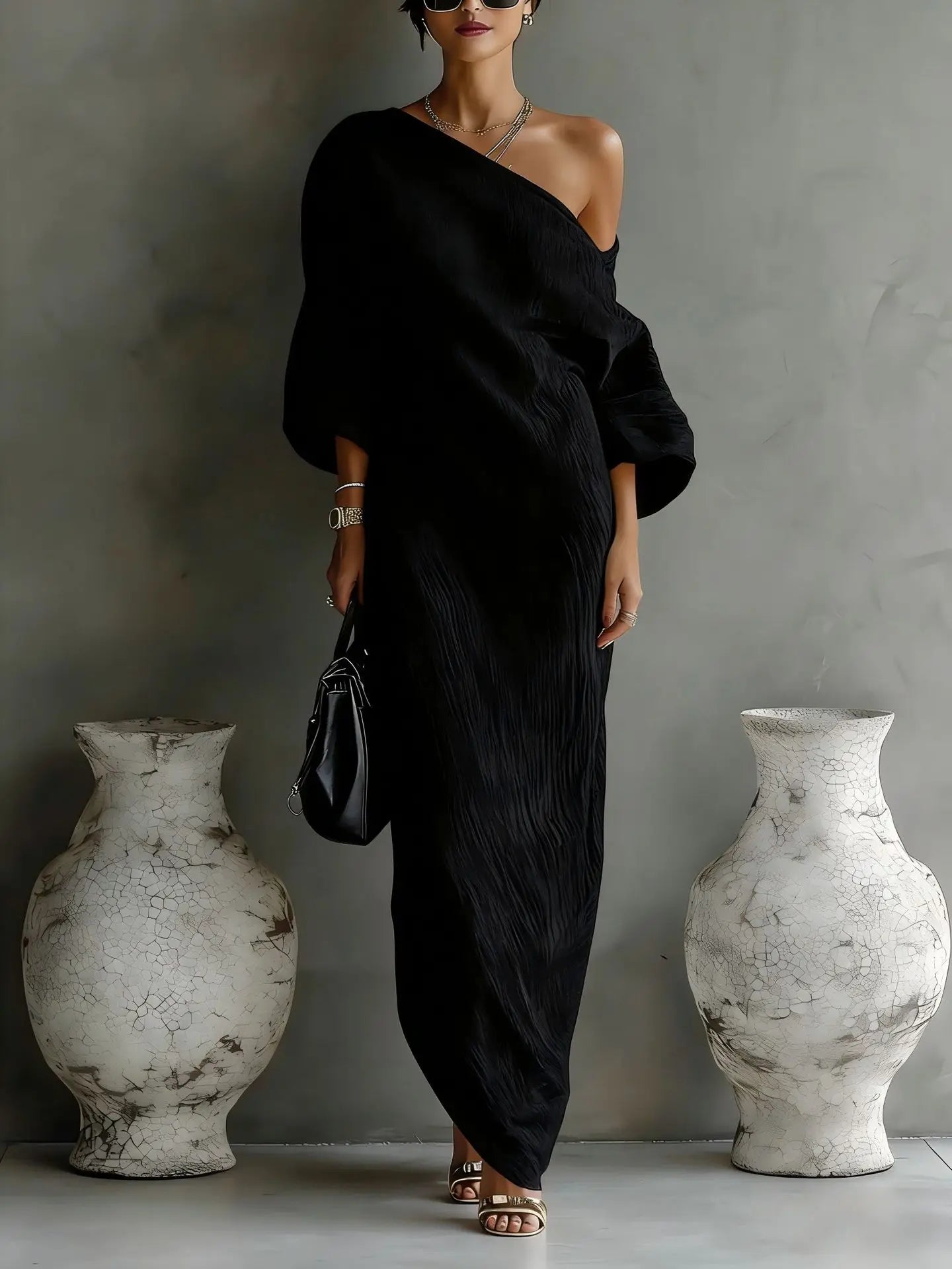 Clementine | Damen Asymmetrisches One-Shoulder Maxikleid