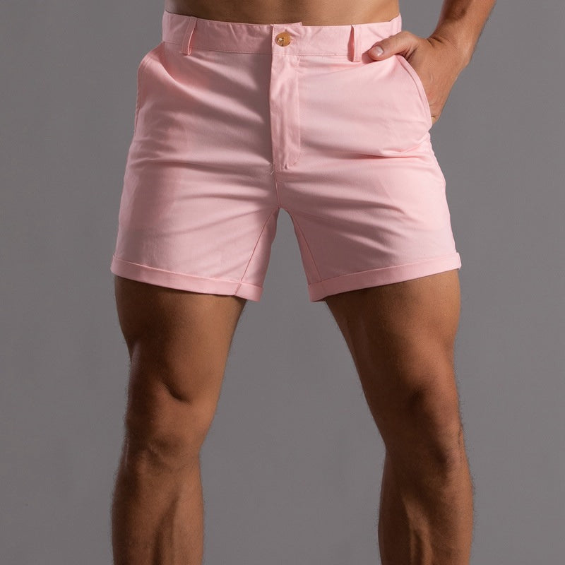 Herren Casual Knopf Slim Fit Kurze Hose