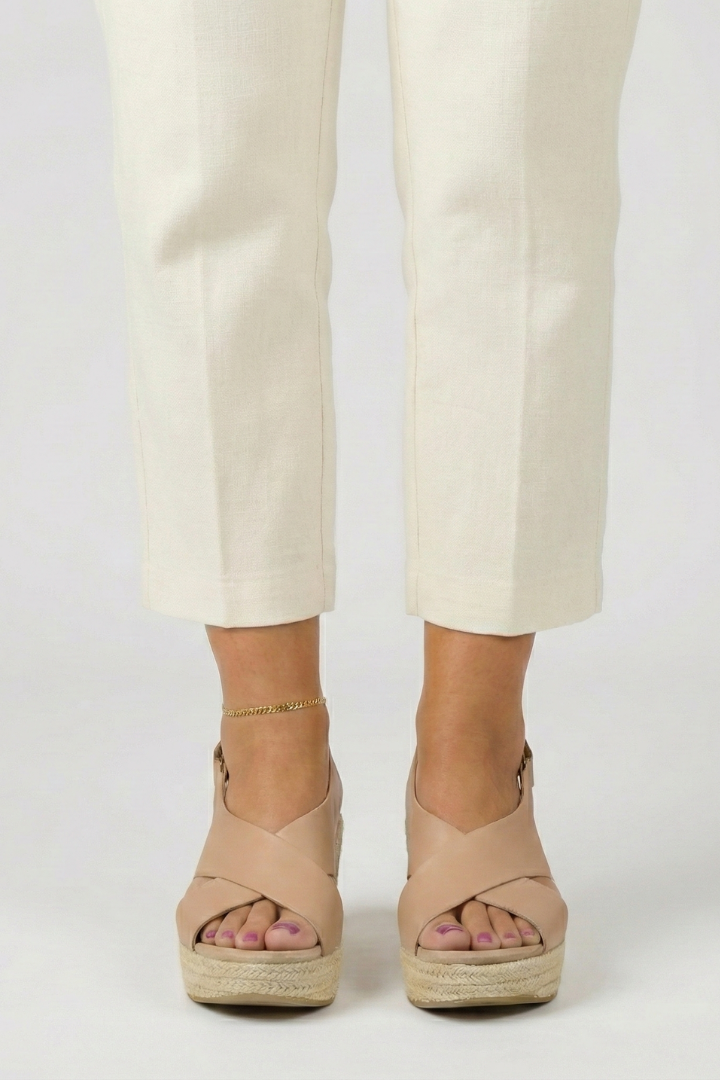 Damen Keilabsatz Überkreuz Slingback Sandalen