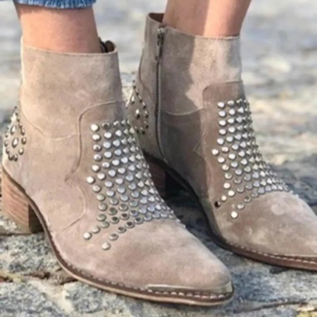 Constanze | Damen Braune Sandalen Mit Nieten