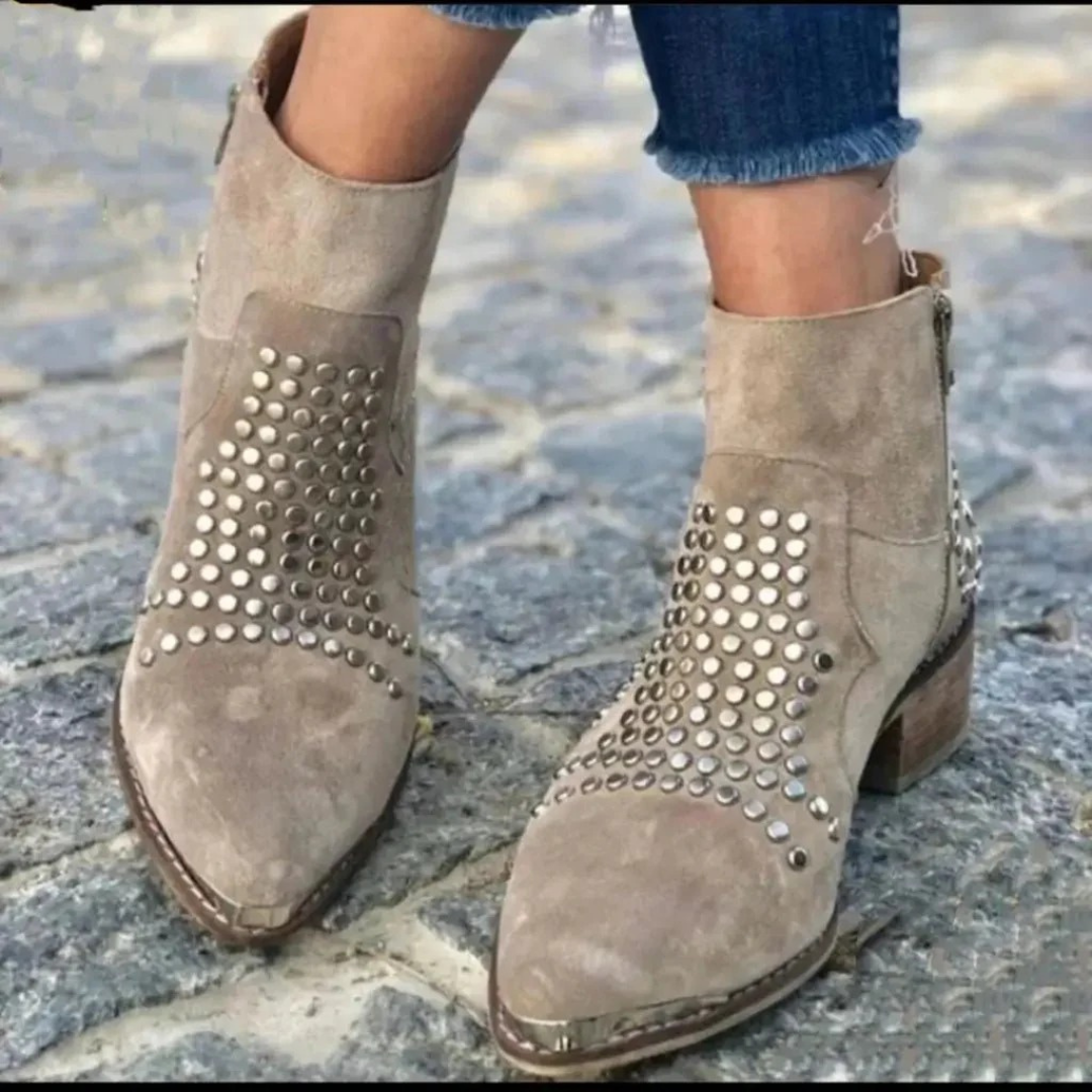 Constanze | Damen Braune Sandalen Mit Nieten