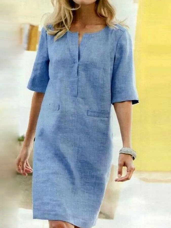 Cordelia | Damen V-Ausschnitt Kurzarm Kleid