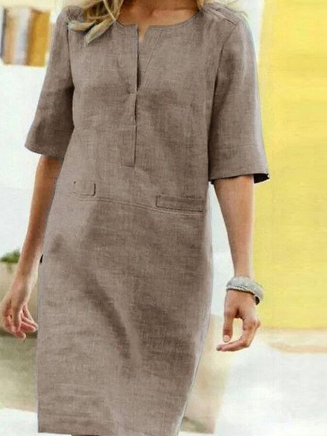 Cordelia | Damen V-Ausschnitt Kurzarm Kleid