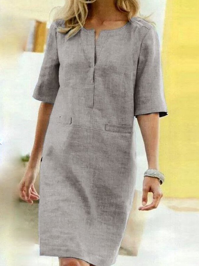 Cordelia | Damen V-Ausschnitt Kurzarm Kleid