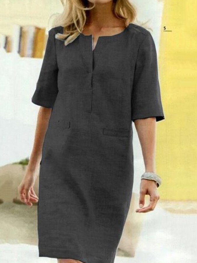 Cordelia | Damen V-Ausschnitt Kurzarm Kleid
