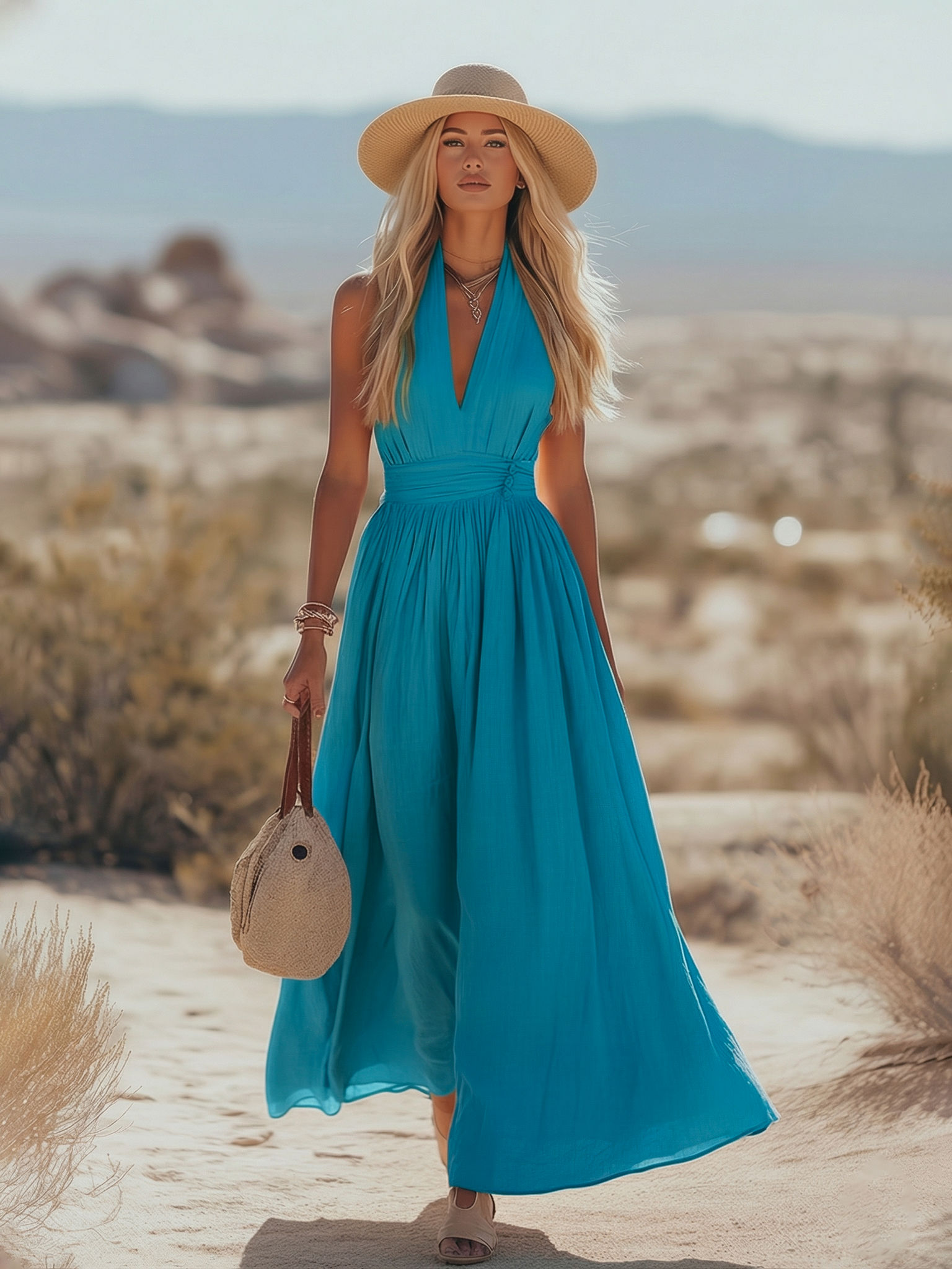 Cordua | Damen Neckholder Maxi Kleid