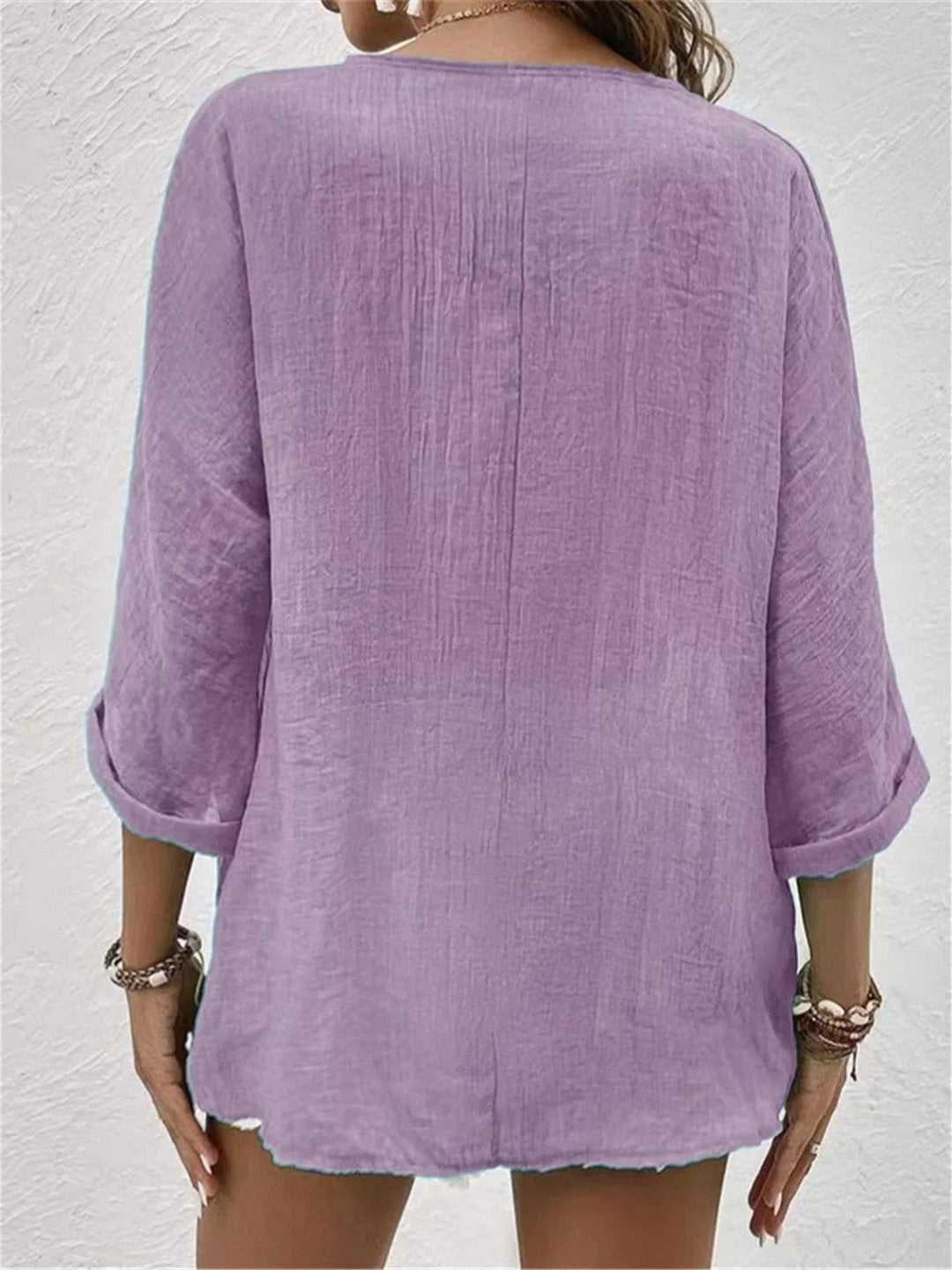 Elisa | Cotton V-Neck Button-Front Top Crinkle