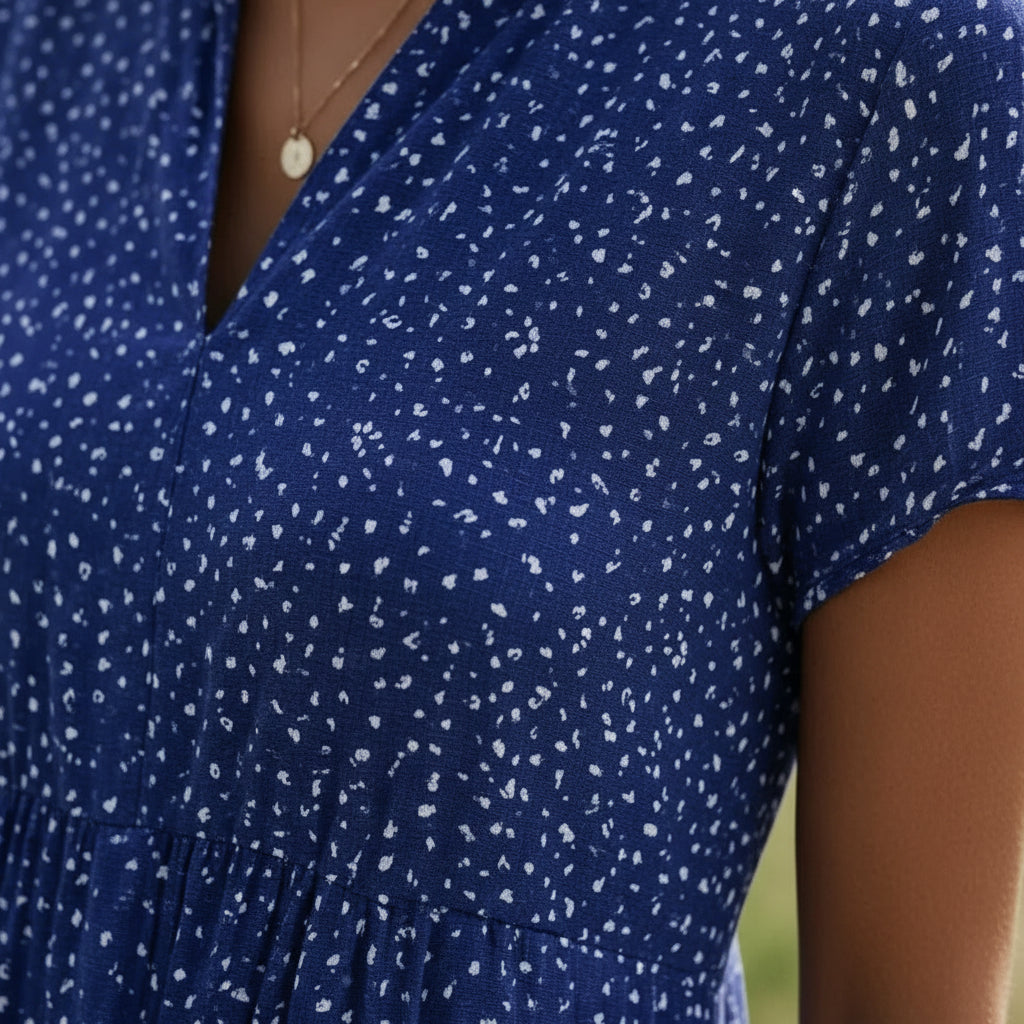 Hannah | Damen luftiges Sommer Midi Strandkleid mit fließendem Schnitt