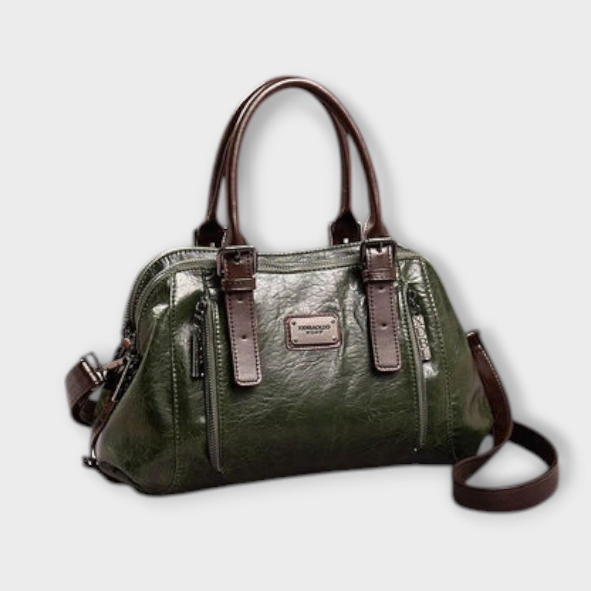 Damen Vintage Handtasche mit Schnallenverschluss und Innenfächern